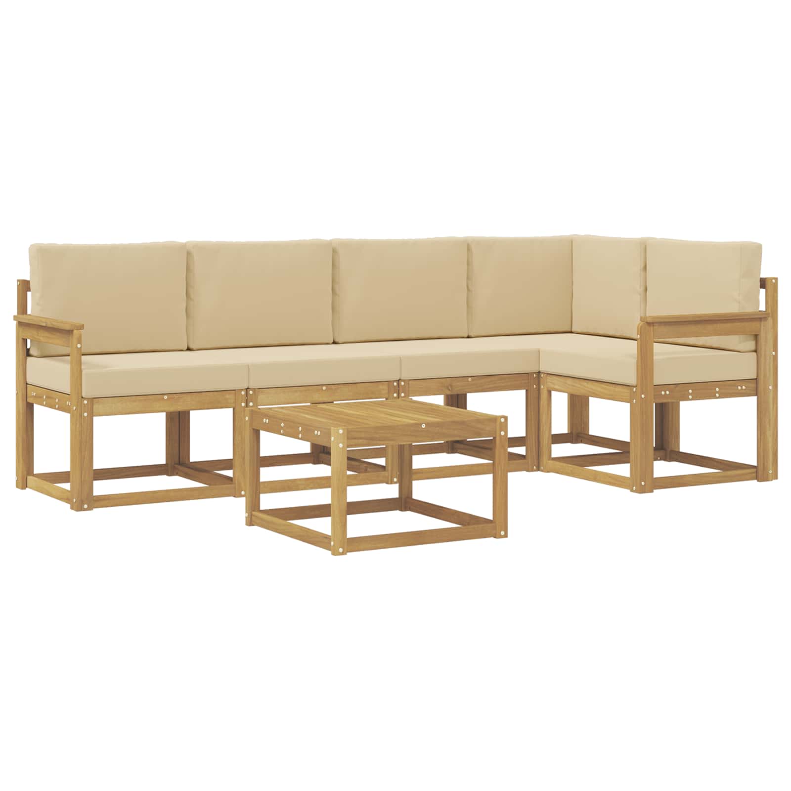 Buiten bankenset 6 pcs Wit en Beige Massief Acaciahout image 2