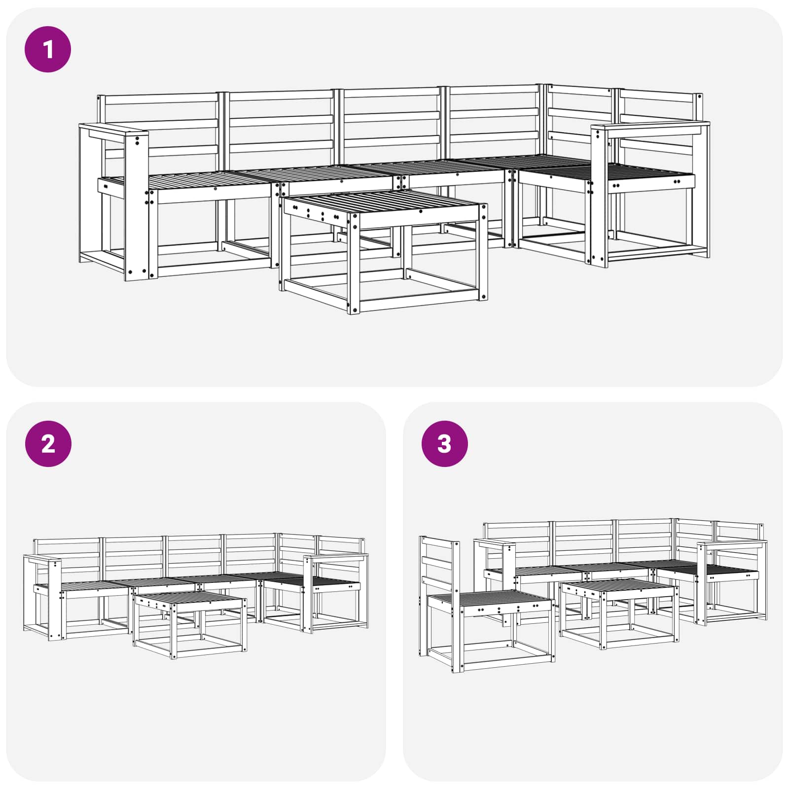 Buiten bankenset 6 pcs Wit Massief Acaciahout image 8