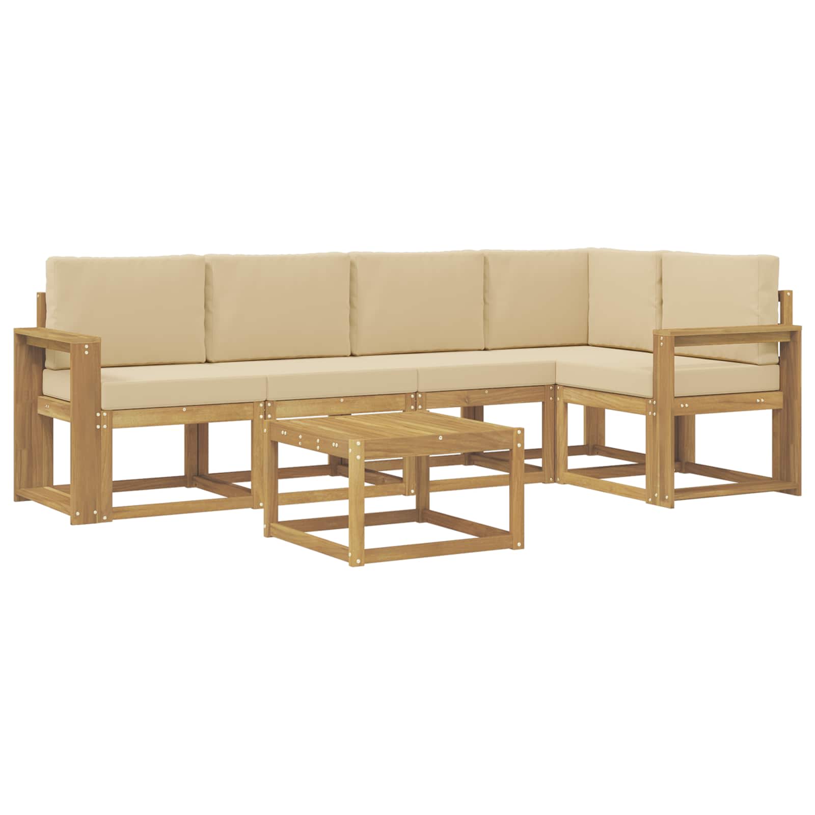 Buiten bankenset 6 pcs Wit en Beige Massief Acaciahout image 2