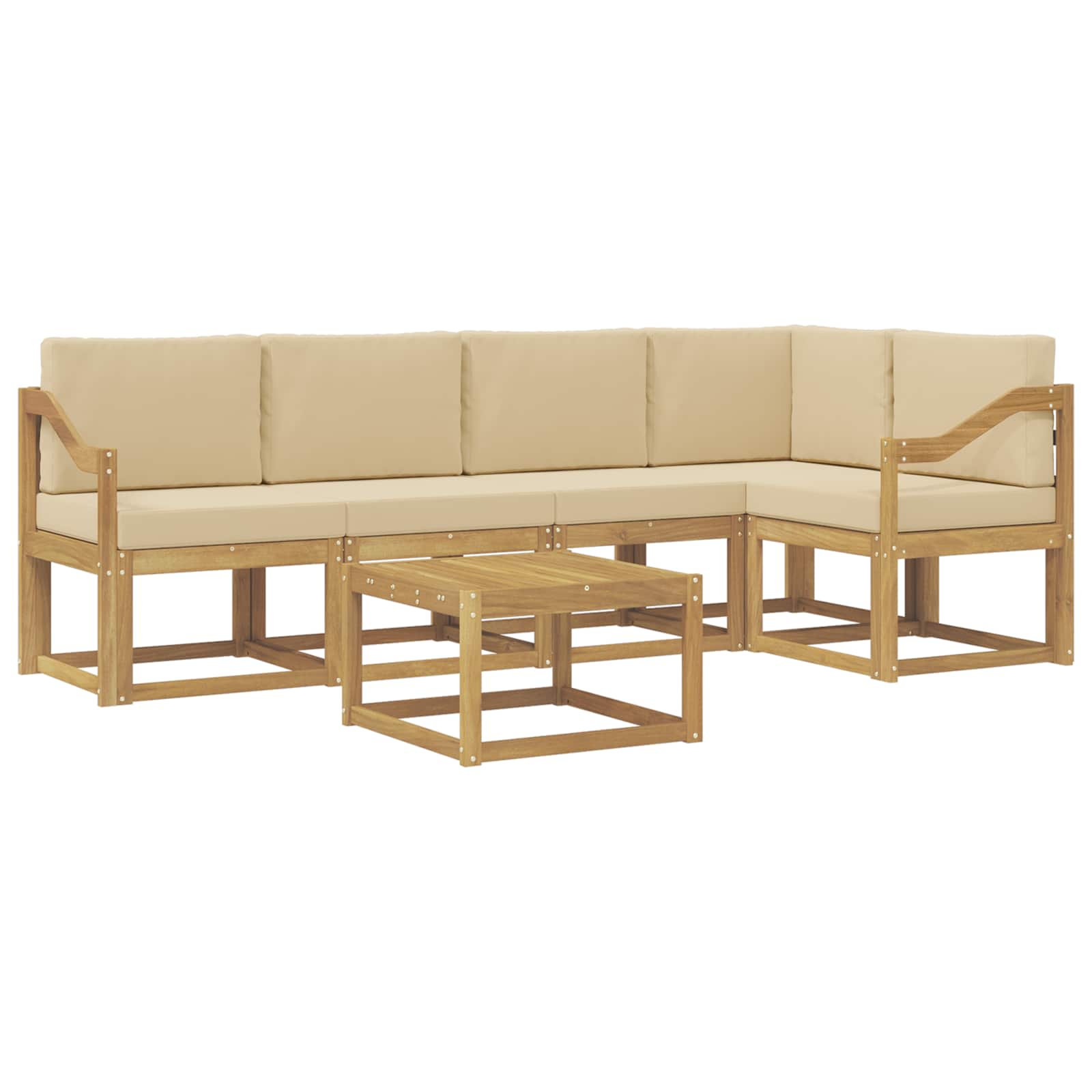 Buiten bankenset 6 pcs Wit en Beige Massief Acaciahout image 2