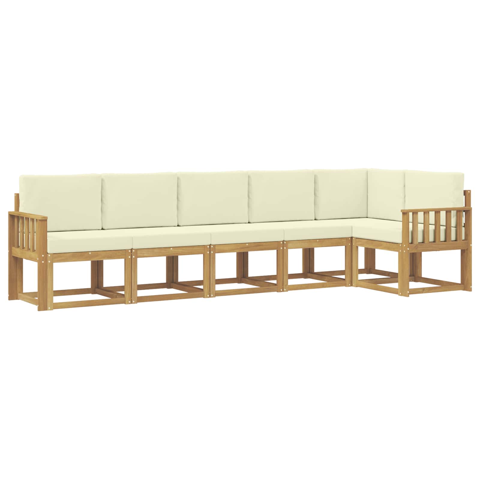 vidaXL Buiten bankenset 6 st Wit en crèmekleurig Polyester, foto 3
