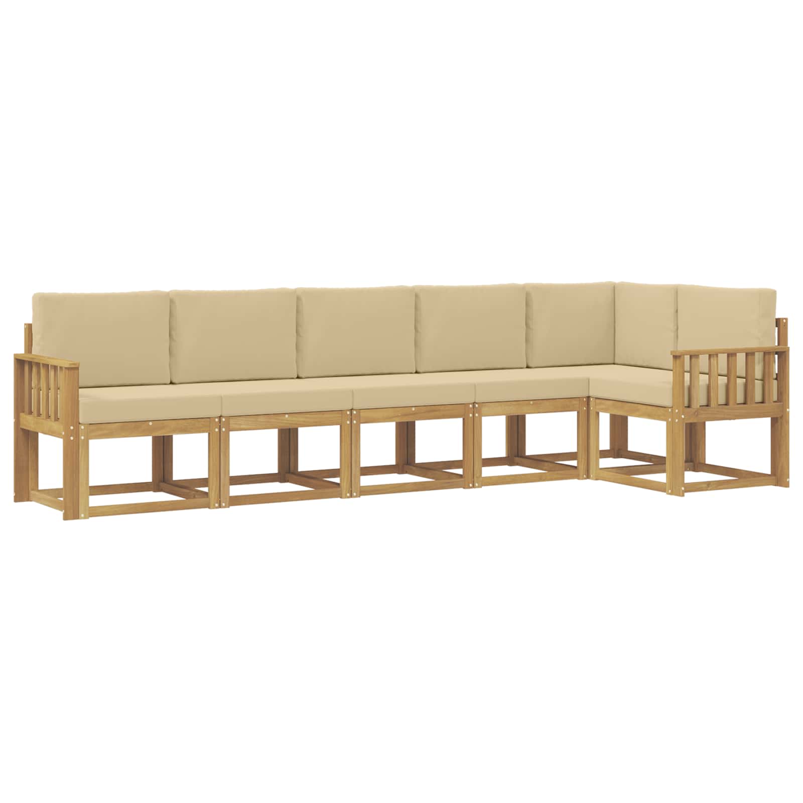 vidaXL Buiten bankenset 6 st Wit en Beige Polyester, foto 3