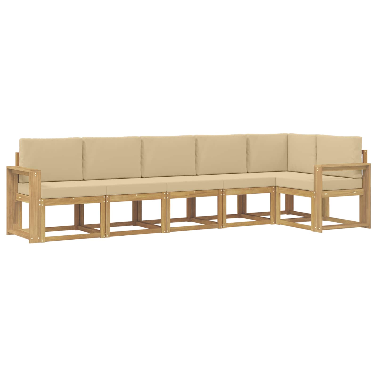 vidaXL Buiten bankenset 6 st Wit en Beige Polyester, foto 3