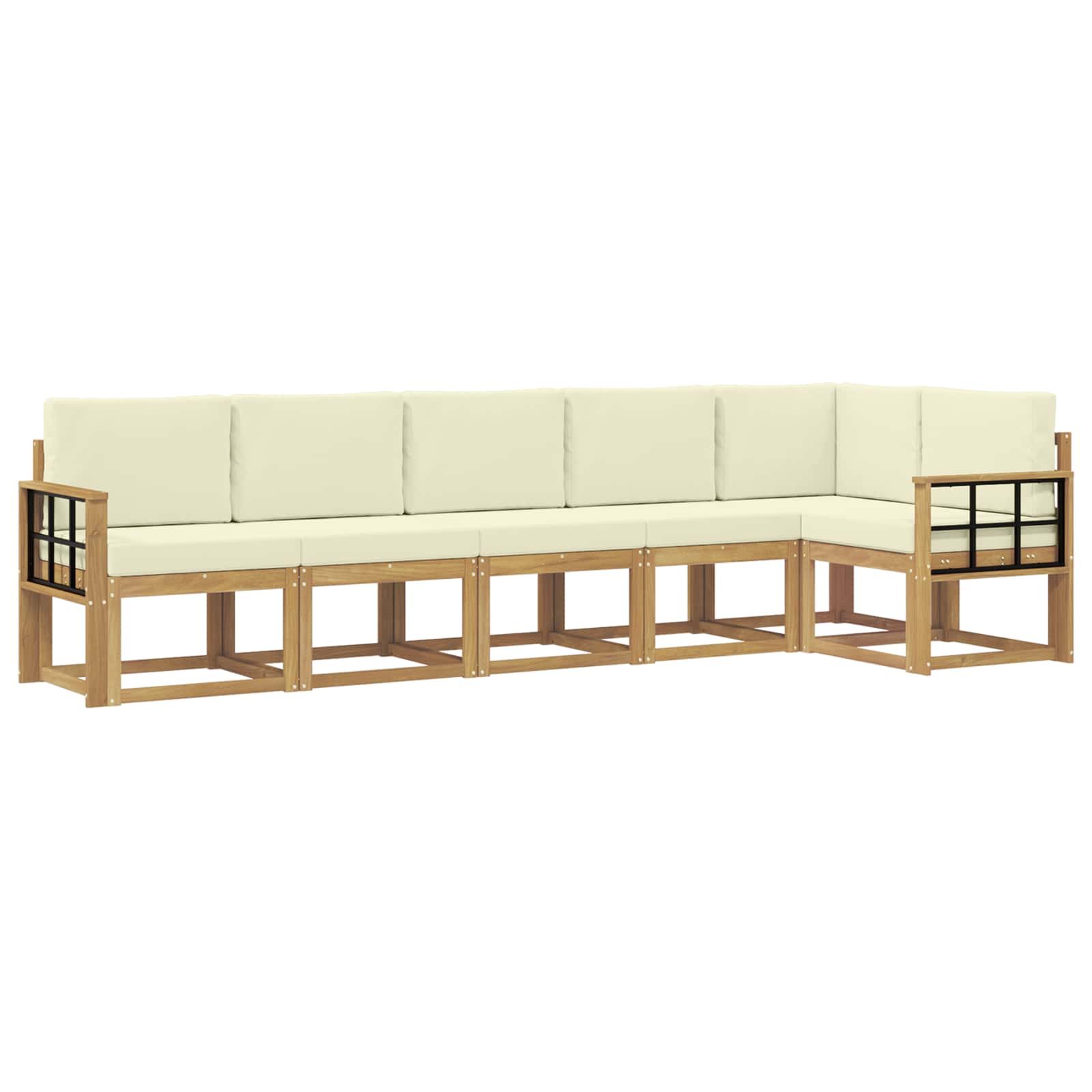 vidaXL Buiten bankenset 6 st Wit en crèmekleurig Polyester, foto 3