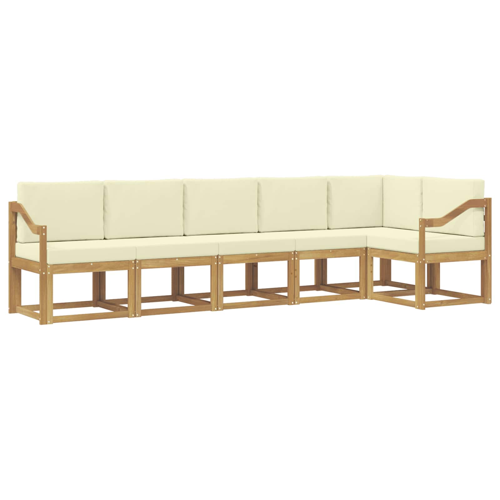 vidaXL Buiten bankenset 6 st Wit en crèmekleurig Polyester, foto 3