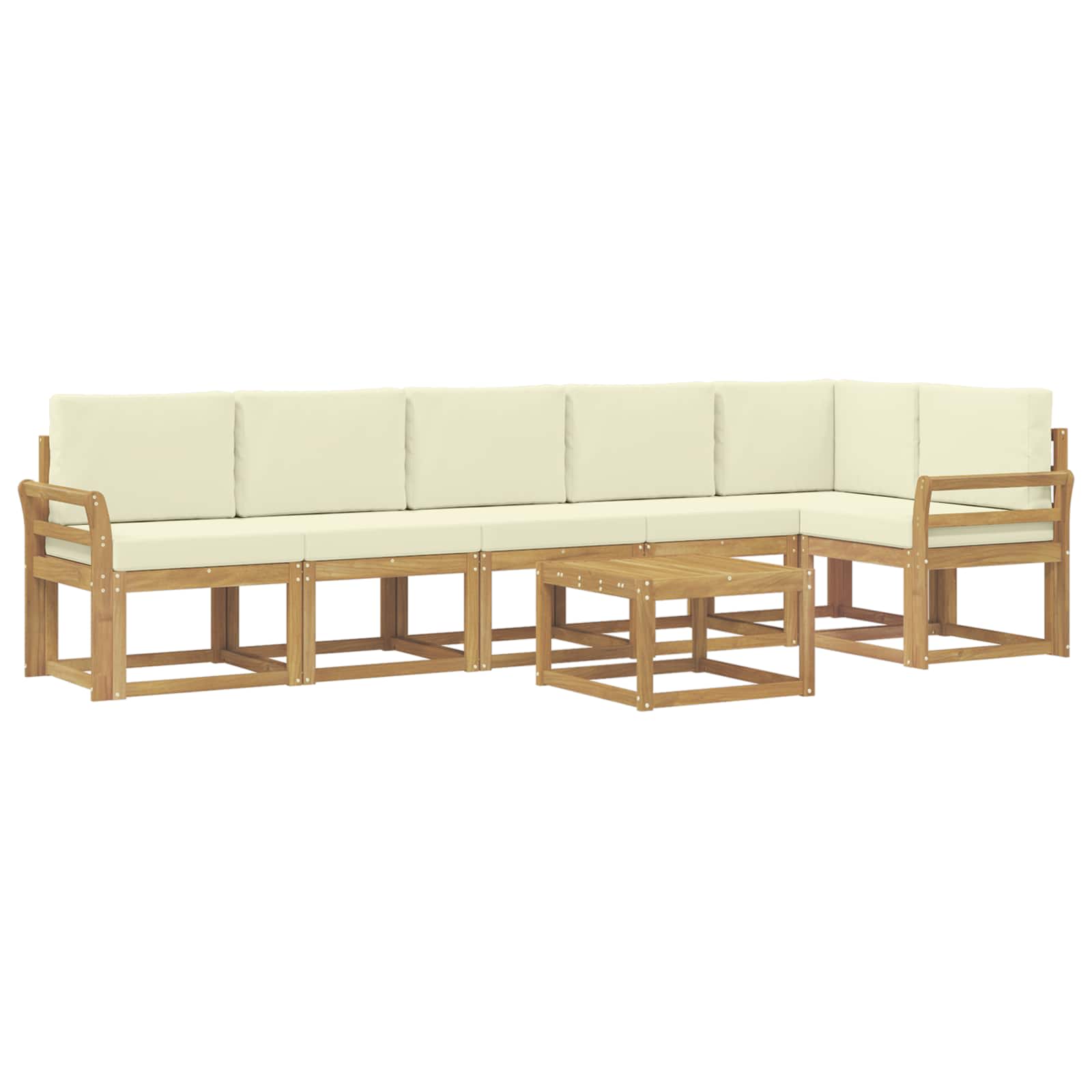 vidaXL Buiten bankenset 7 st 6-zits Wit en crèmekleurig Polyester, foto 3