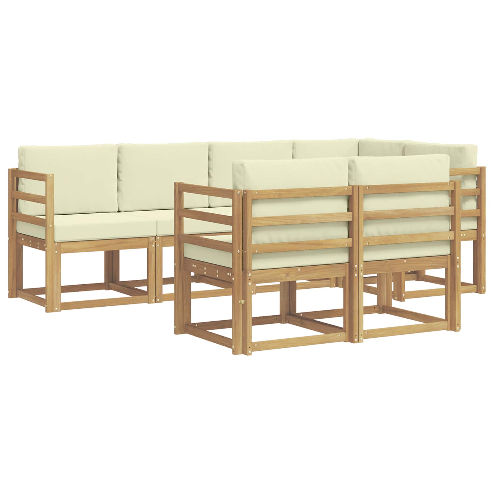 Zunanja garnitura za sedenje 7 pcs Bela in krem Poliester - slika 2