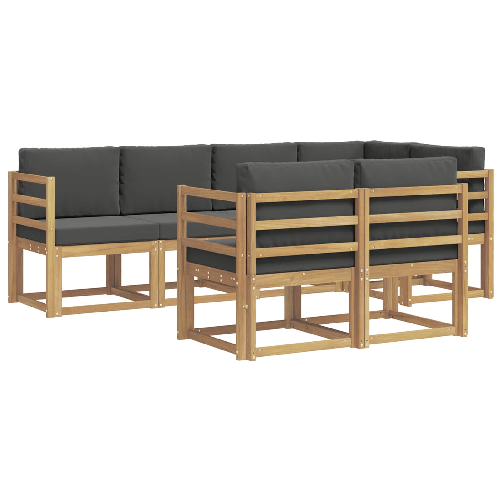 Zunanja garnitura za sedenje 7 pcs Bela in antracit Poliester - slika 2