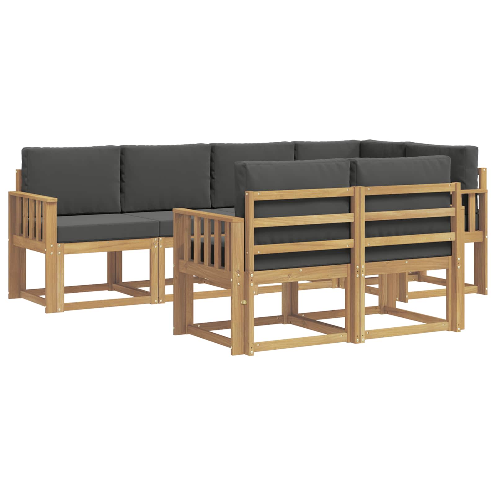 Zunanja garnitura za sedenje 7 pcs Bela in antracit Poliester - slika 2