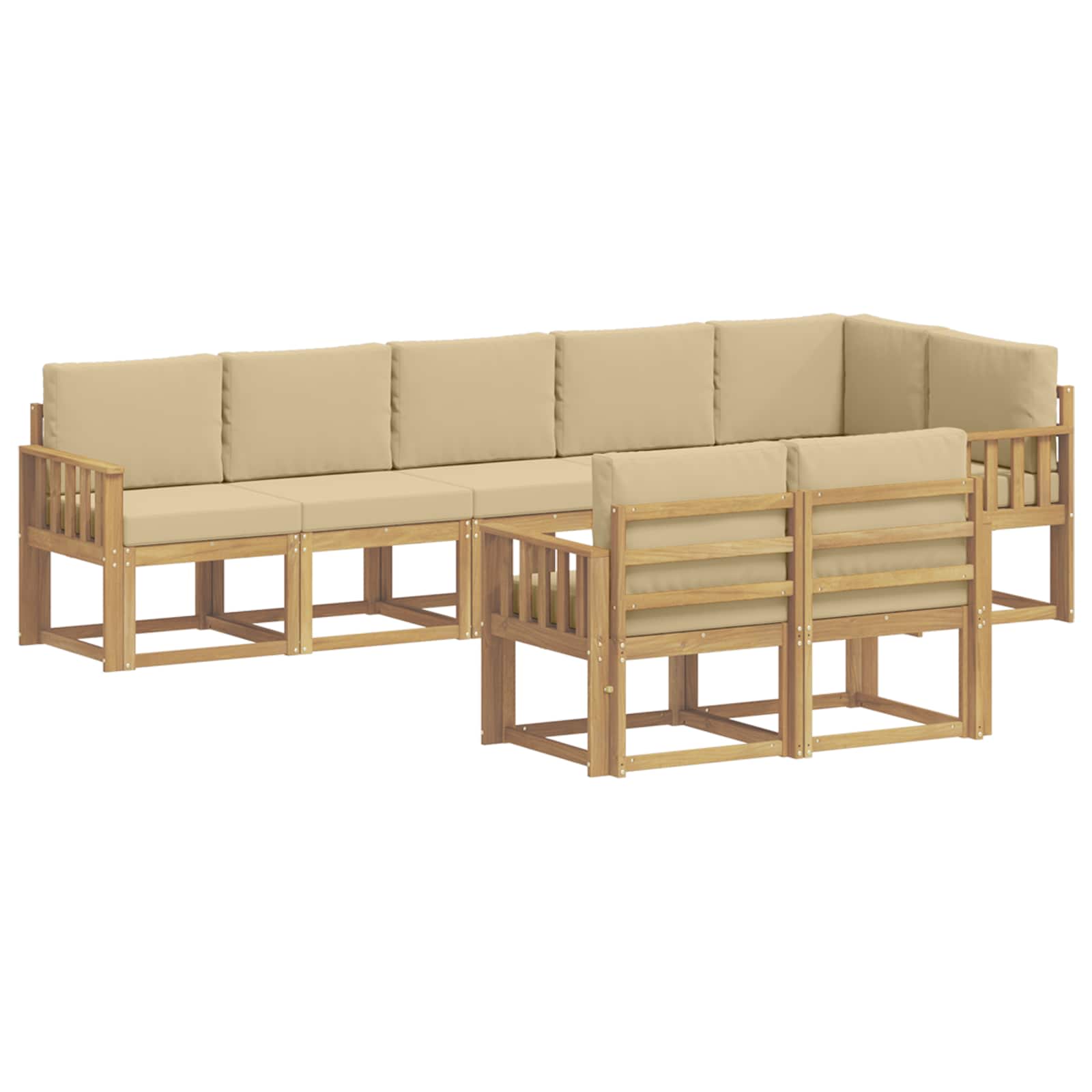 vidaXL Buiten bankenset 8 st 8-zits Wit en Beige Massief Acaciahout, foto 3