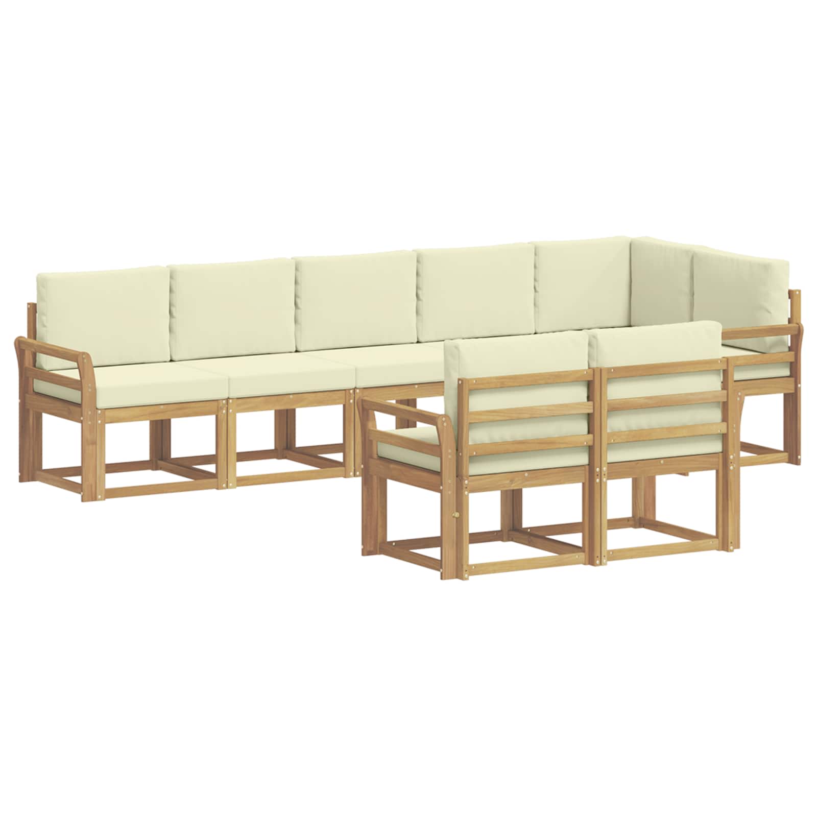 Zunanja garnitura za sedenje 8 pcs Bela in krem Poliester - slika 2