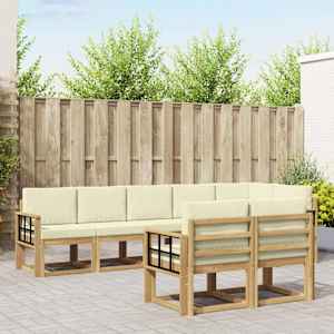 Zunanja garnitura za sedenje 8 pcs Bela in krem Poliester