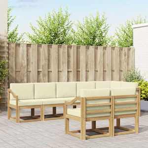 Zunanja garnitura za sedenje 8 pcs Bela in krem Poliester