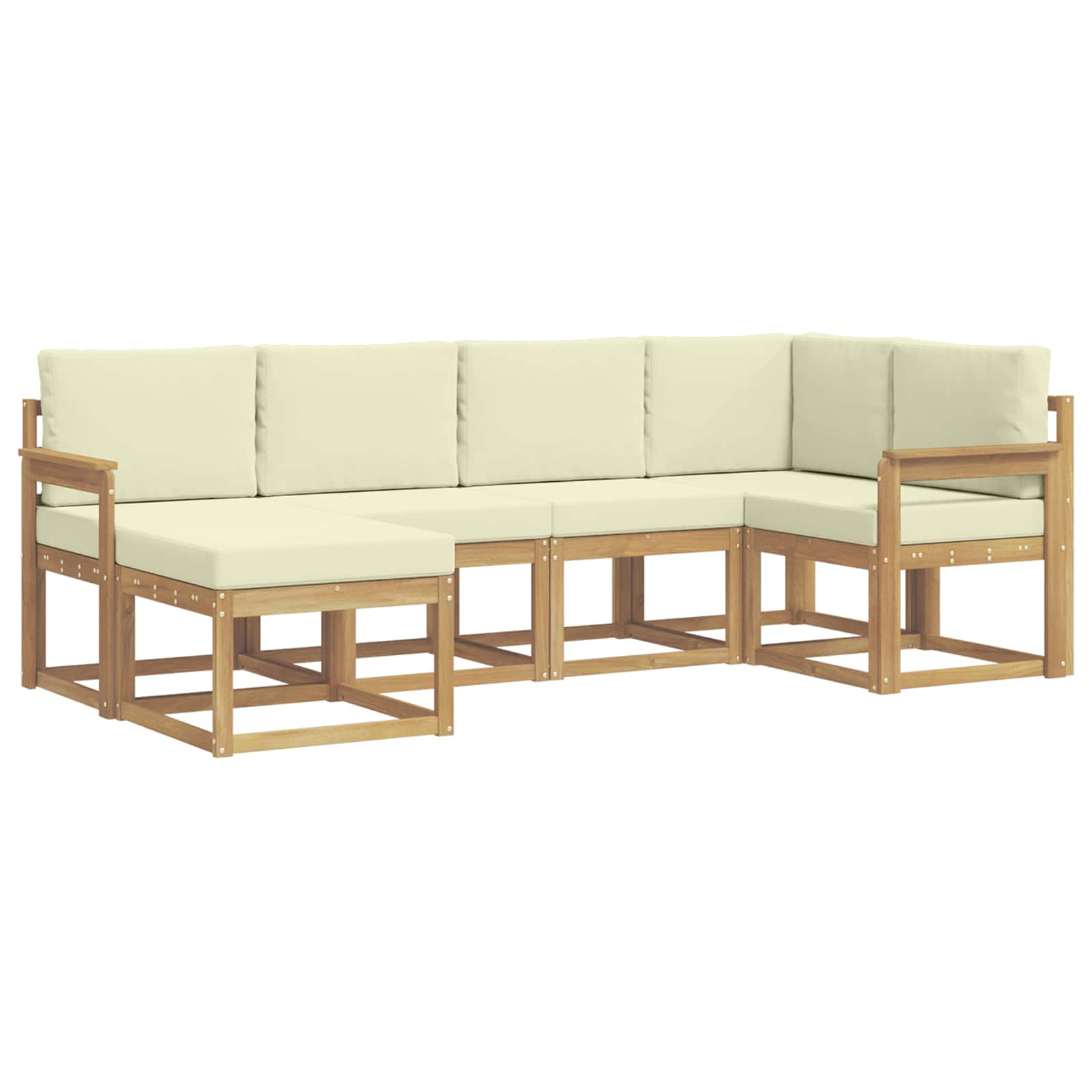 Zunanja garnitura za sedenje 6 pcs Bela in krem Poliester - slika 2