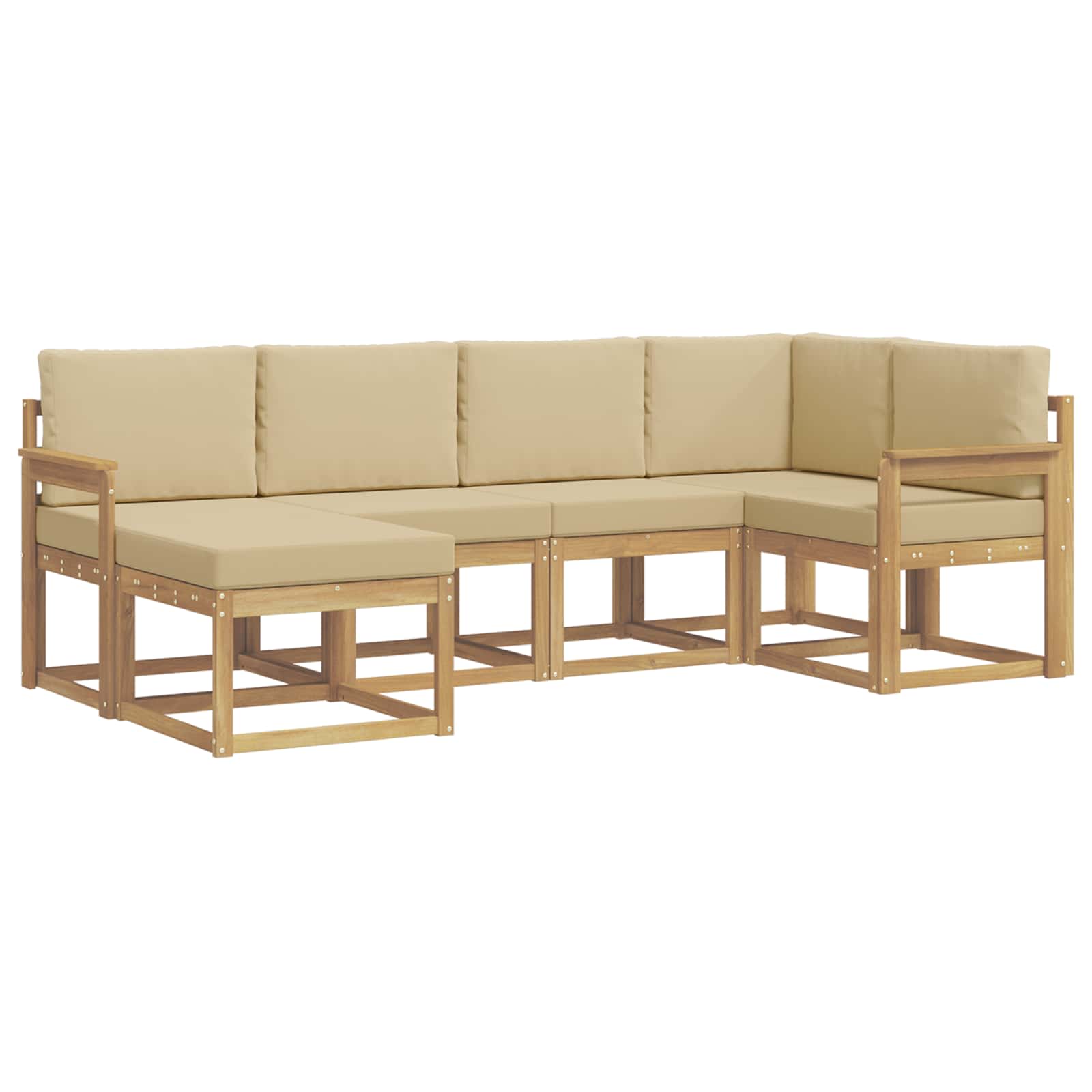 vidaXL Buiten bankenset 6 st 6-zits Wit en Beige Polyester, foto 3