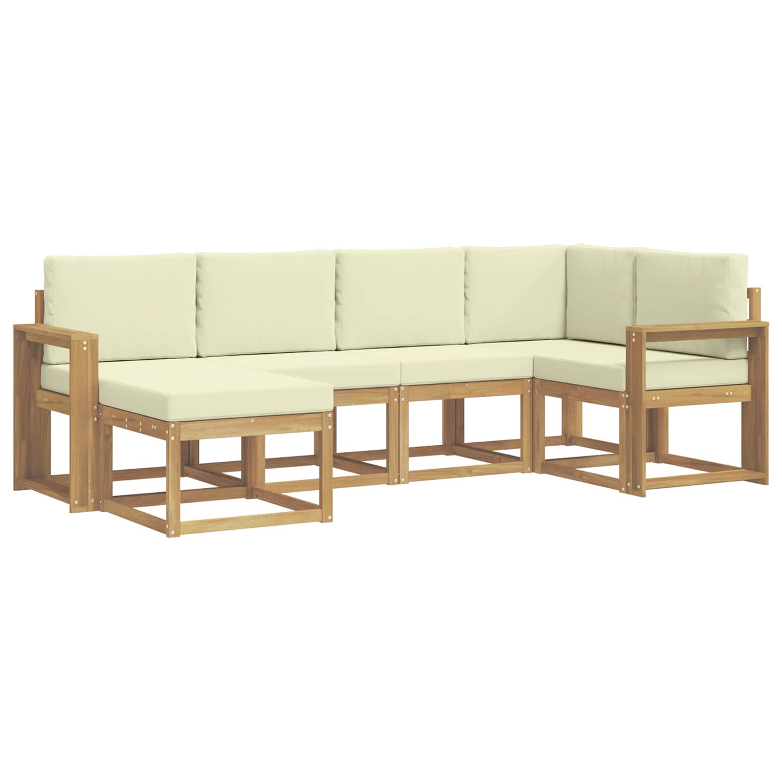Zunanja garnitura za sedenje 6 pcs Bela in krem Poliester - slika 2