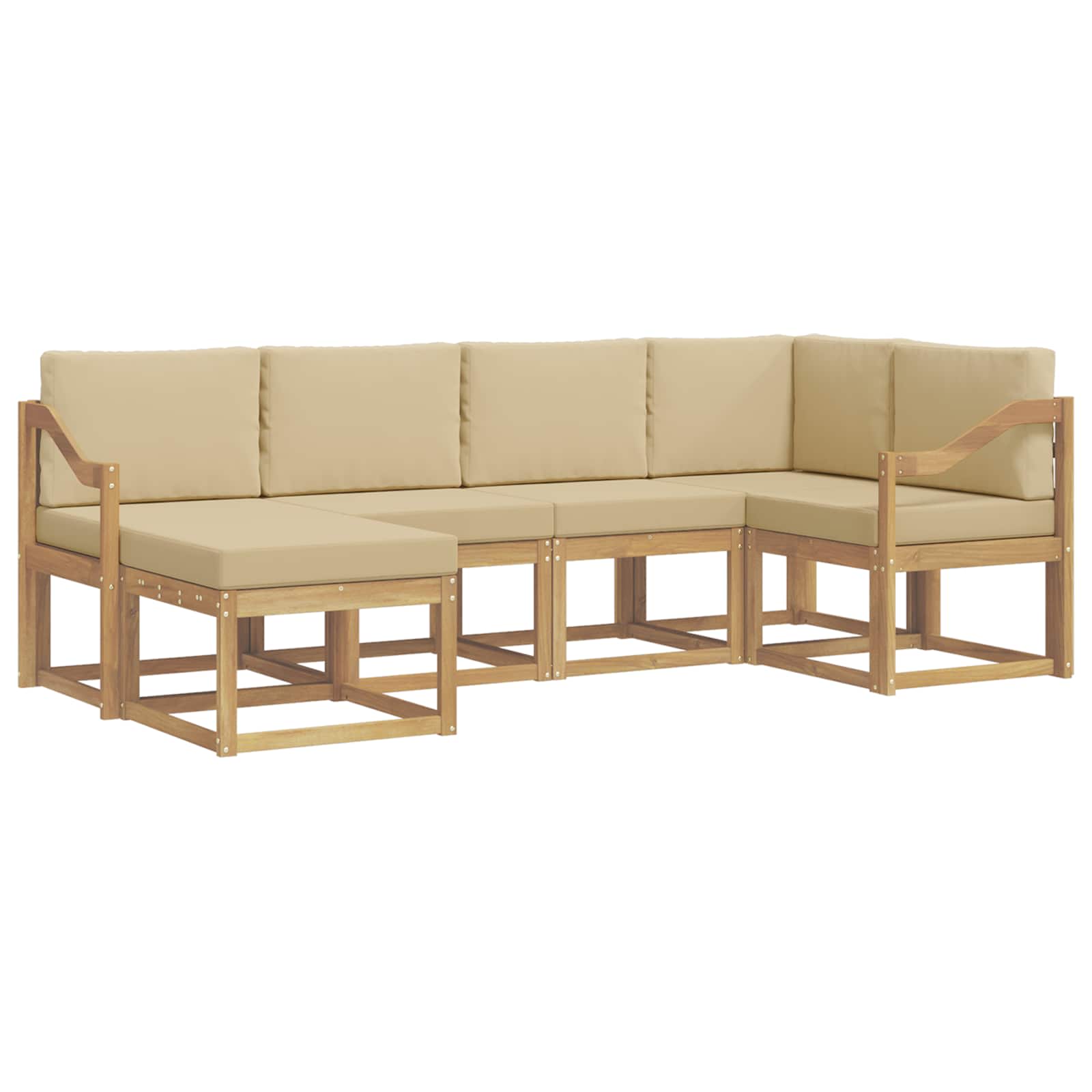 vidaXL Buiten bankenset 6 st 6-zits Wit en Beige Polyester, foto 3