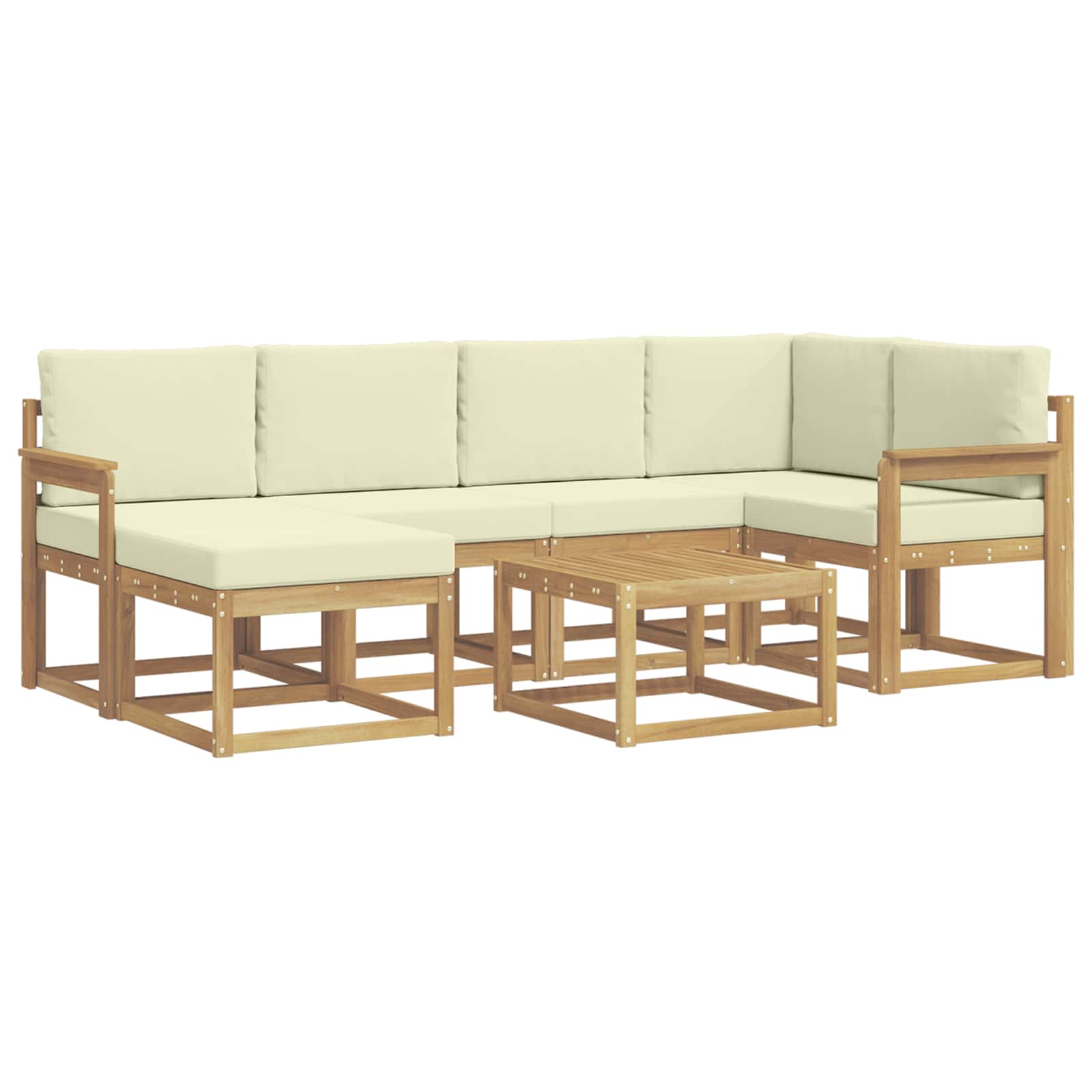 Buiten bankenset 7 pcs Wit en crèmekleurig Massief Acaciahout image 2
