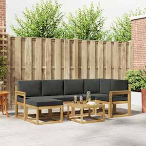 Zunanja garnitura za sedenje z blazino 7 pcs Bela in antracit