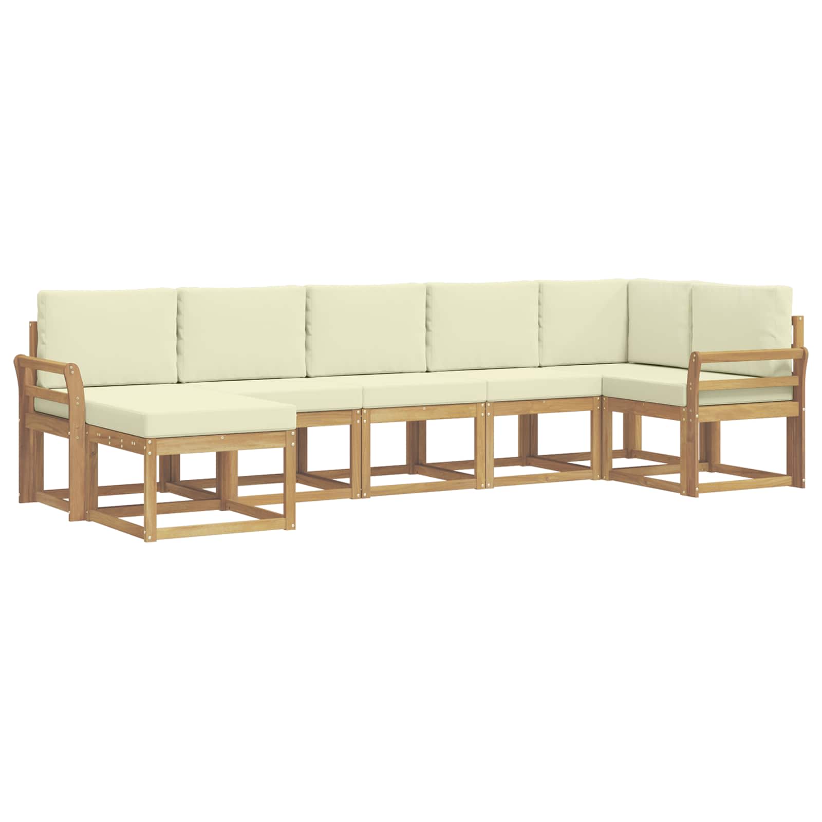Zunanja garnitura za sedenje 7 pcs Bela in krem Poliester - slika 2