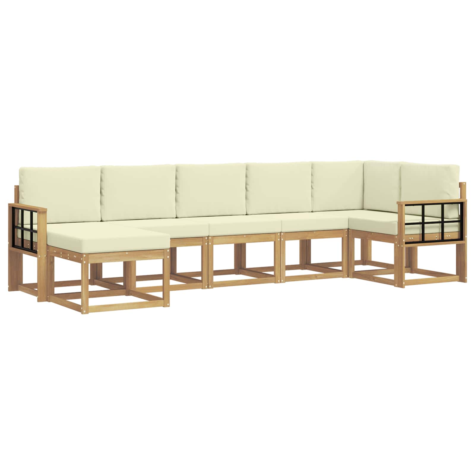 Zunanja garnitura za sedenje 7 pcs Bela in krem Poliester - slika 2