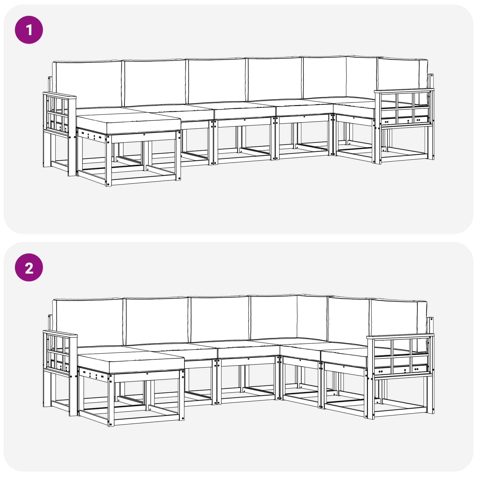 Zunanja garnitura za sedenje 7 pcs Bela in krem Poliester - slika 7