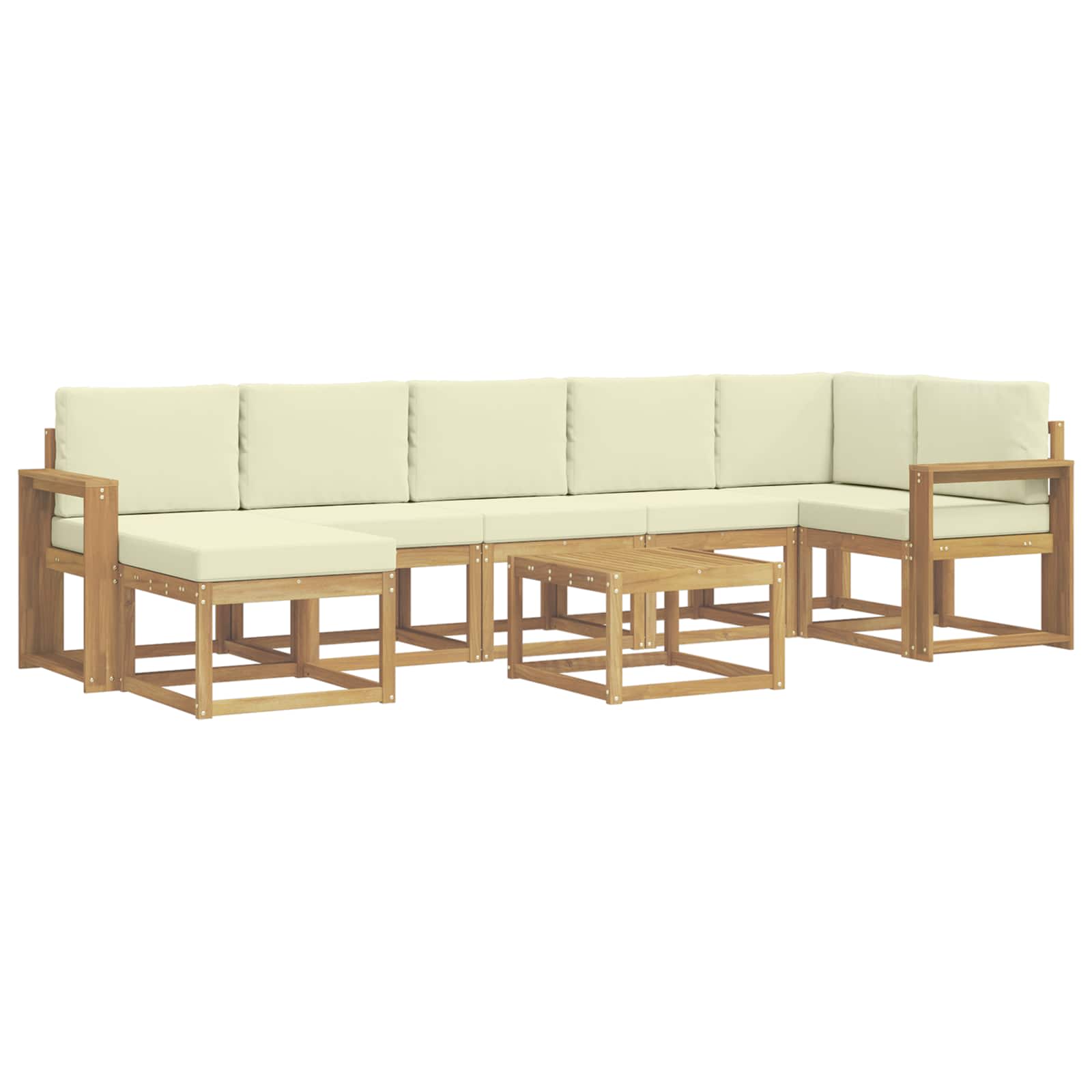 Zunanja garnitura za sedenje 8 pcs Bela in krem Poliester - slika 2