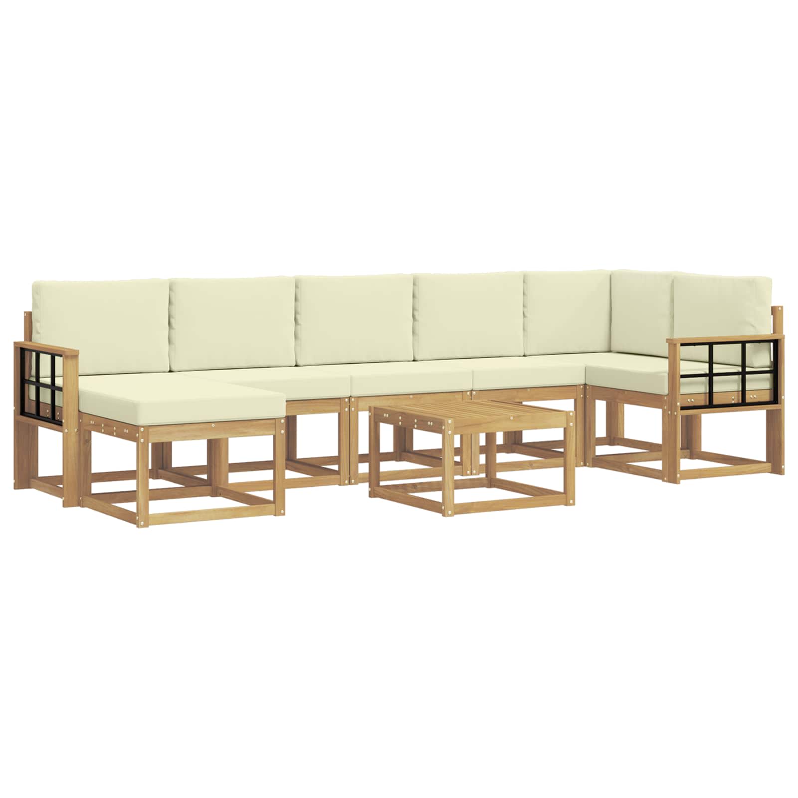 Zunanja garnitura za sedenje 8 pcs Bela in krem Poliester - slika 2