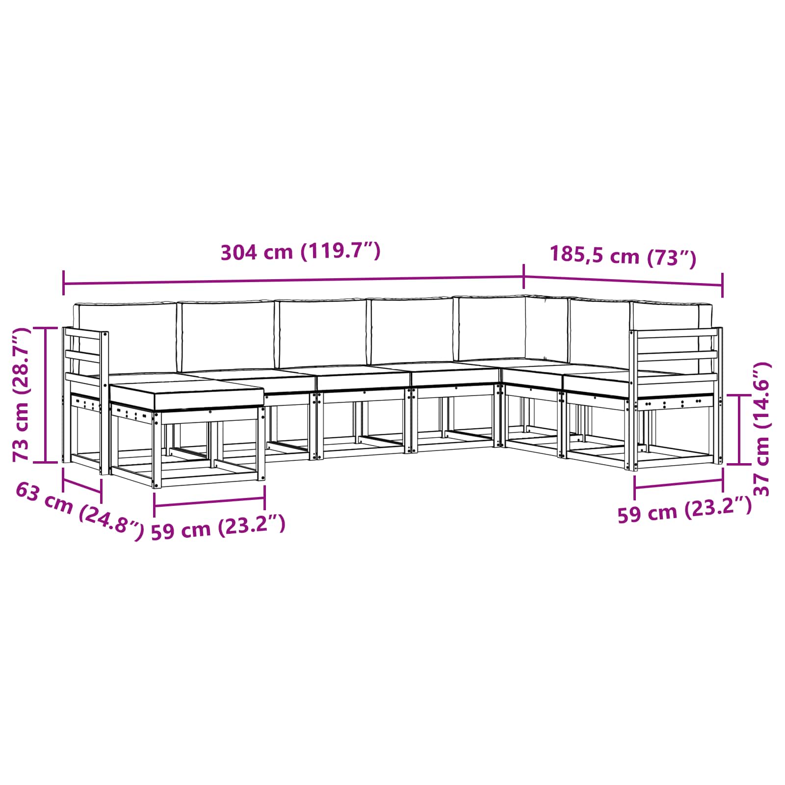 Zunanja garnitura za sedenje z blazino 8 pcs Bela in krem - slika 7