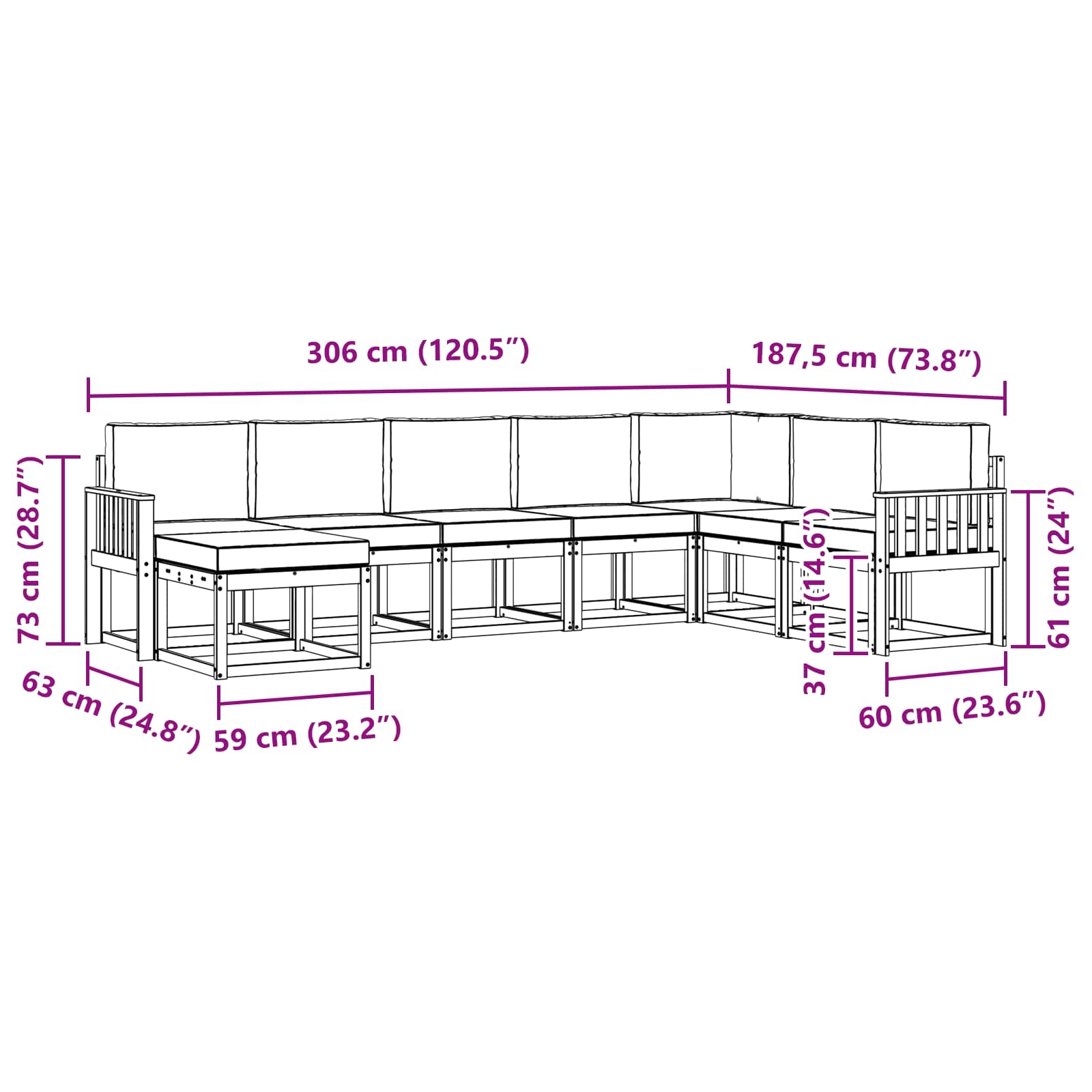 Zunanja garnitura za sedenje z blazino 8 pcs Bela in antracit - slika 7