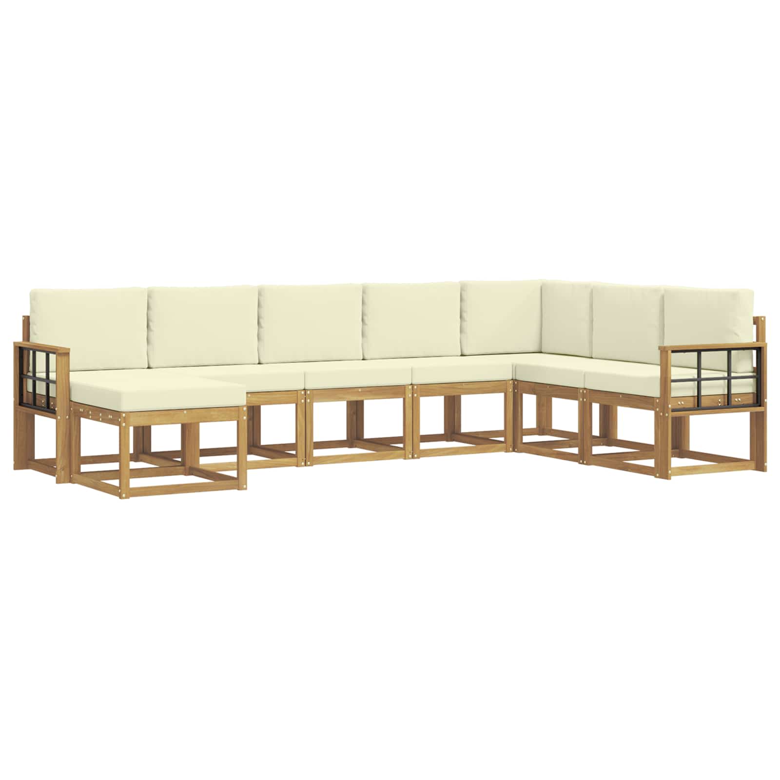 Zunanja garnitura za sedenje z blazino 8 pcs Bela in krem - slika 2