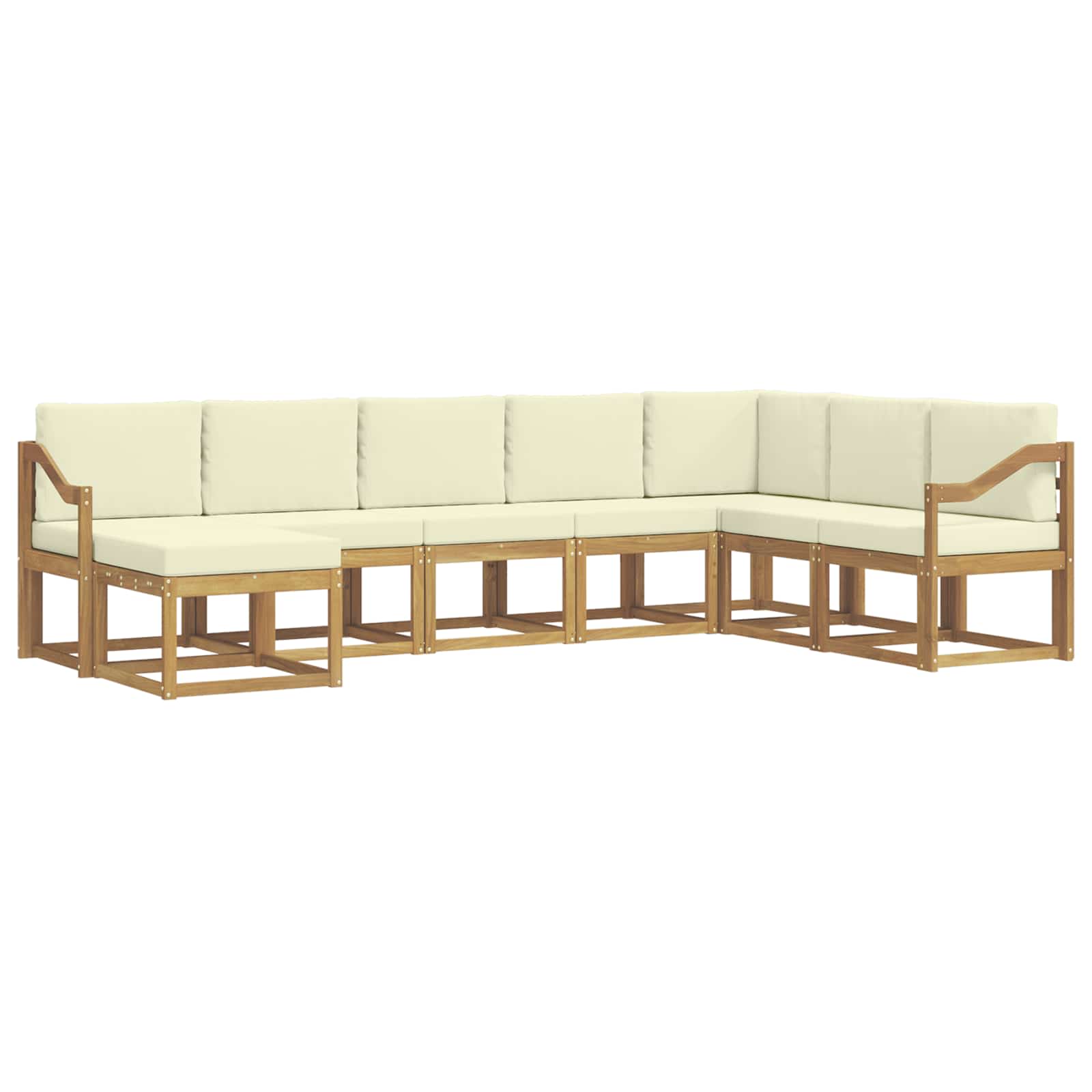 Zunanja garnitura za sedenje z blazino 8 pcs Bela in krem - slika 2