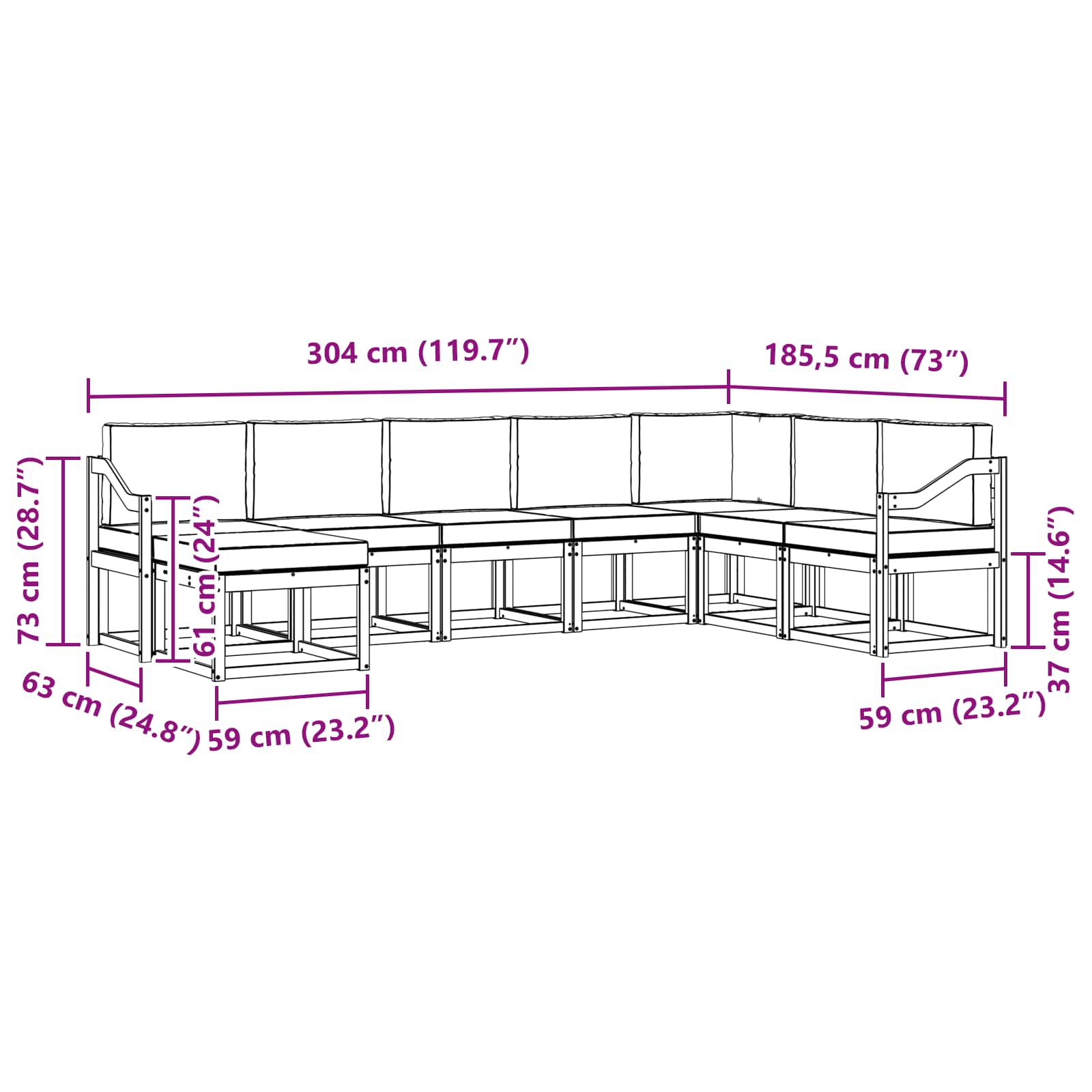 Zunanja garnitura za sedenje z blazino 8 pcs Bela in antracit - slika 7