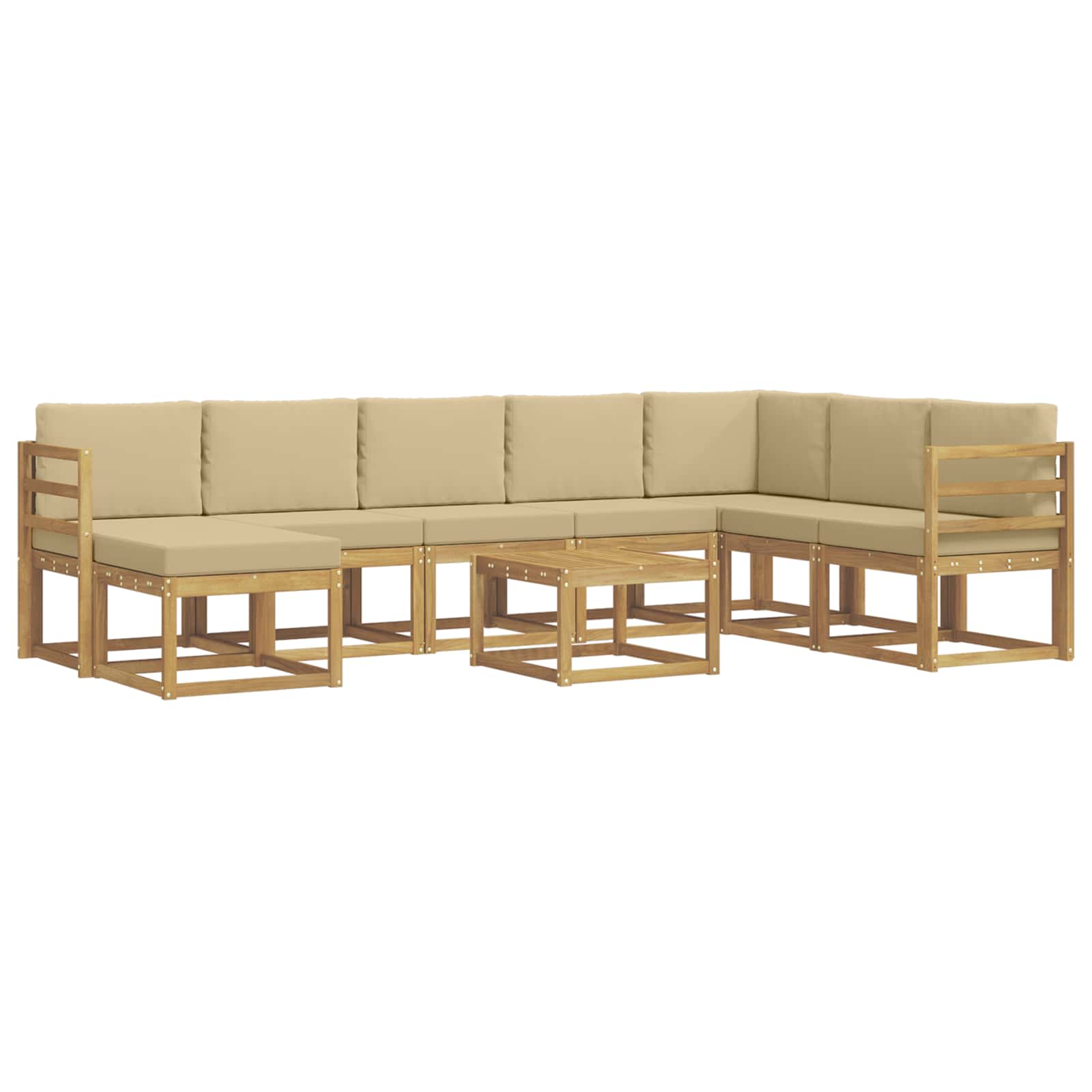 vidaXL Buiten bankenset 9 st 8-zits Wit en Beige, foto 3