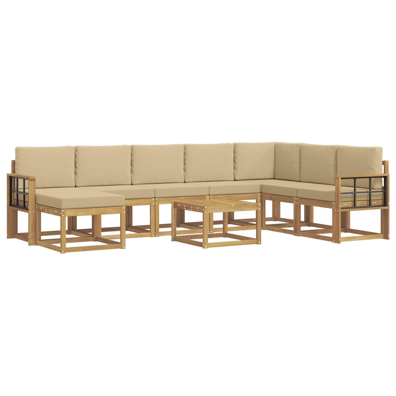 vidaXL Buiten bankenset 9 st 8-zits Wit en Beige, foto 3