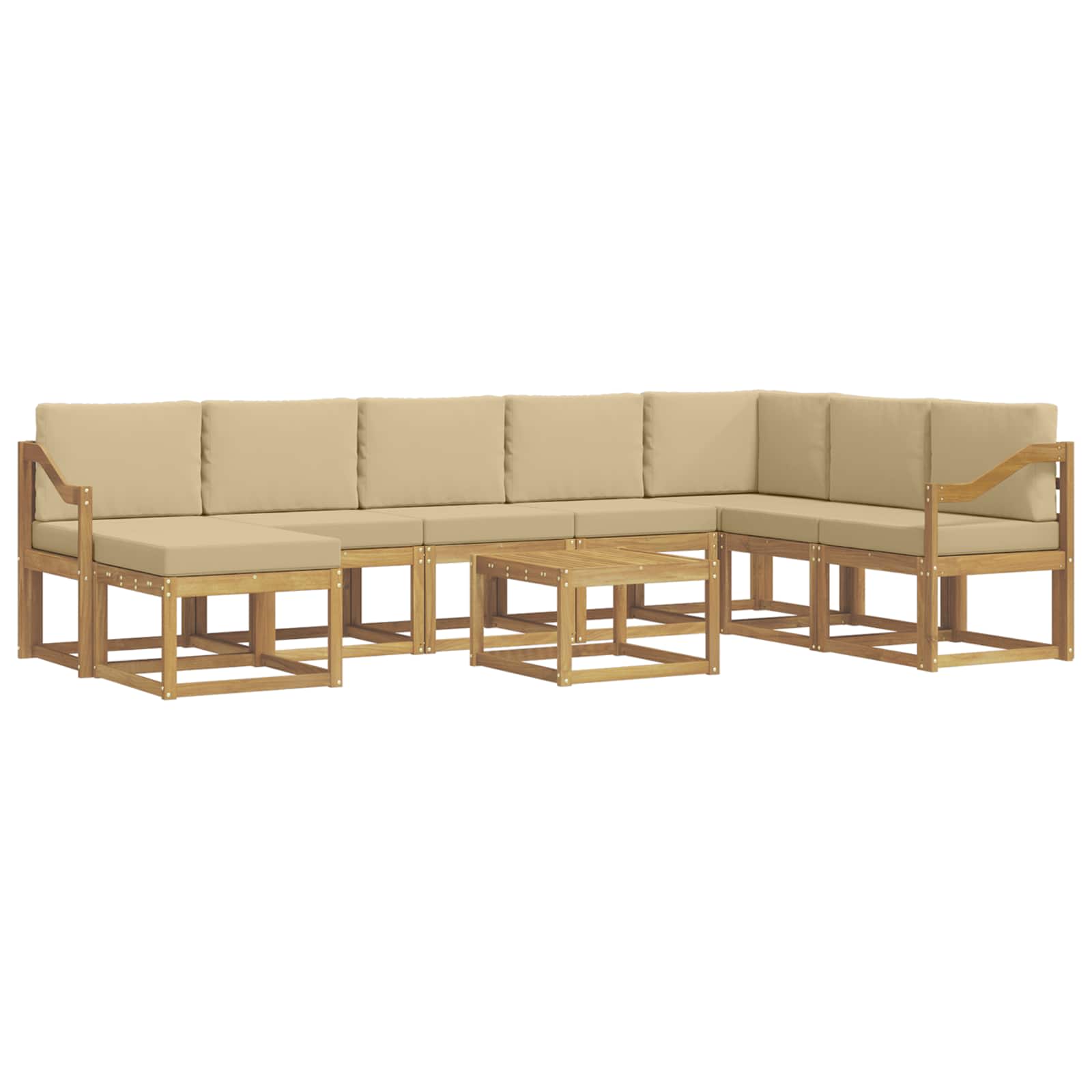 vidaXL Buiten bankenset 9 st 8-zits Wit en Beige, foto 3