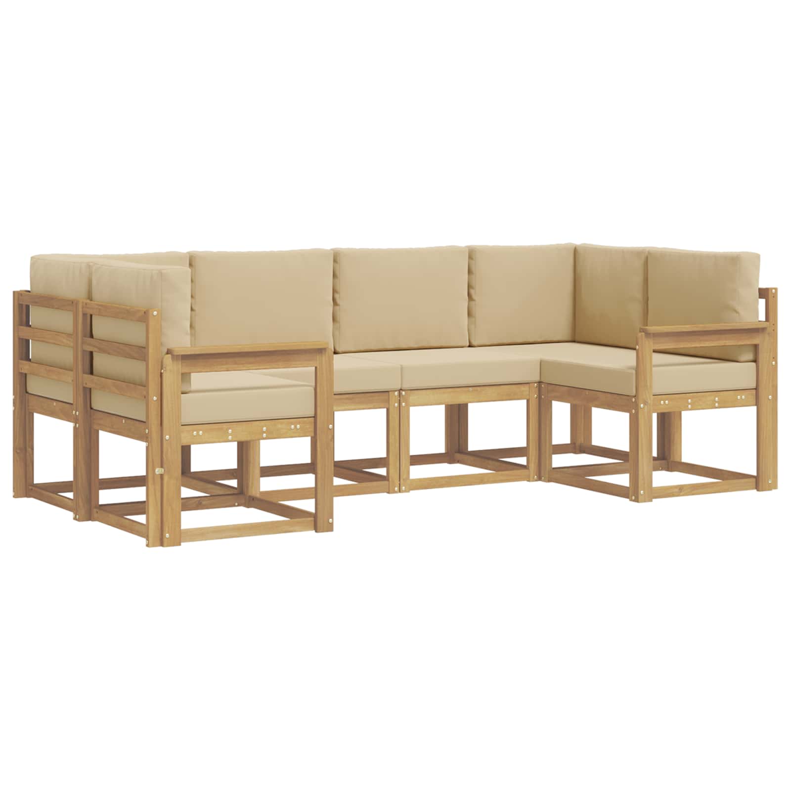 vidaXL Buiten bankenset 6 st 6-zits Wit en Beige, foto 3