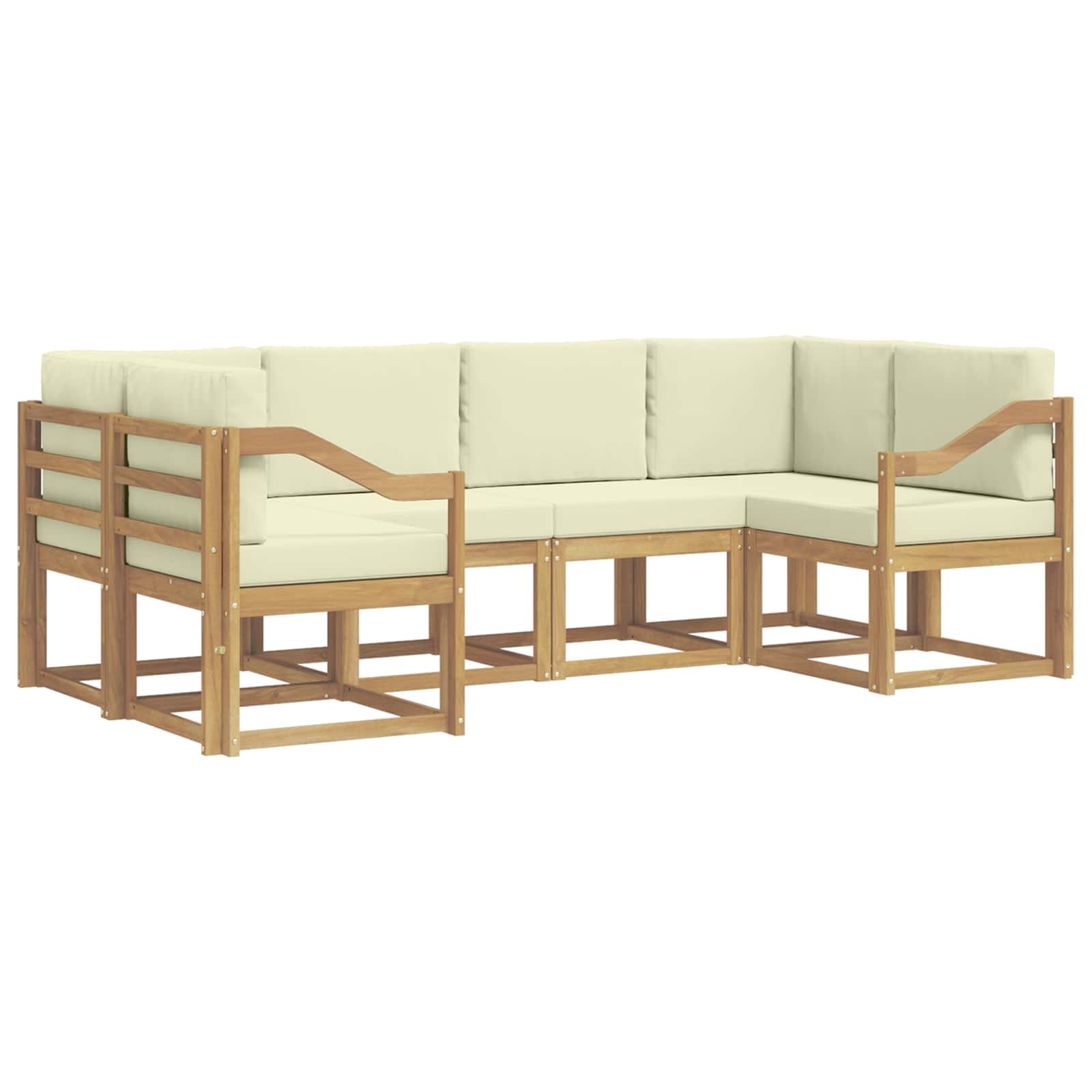 Zunanja garnitura za sedenje z blazino 6 pcs Bela in krem - slika 2