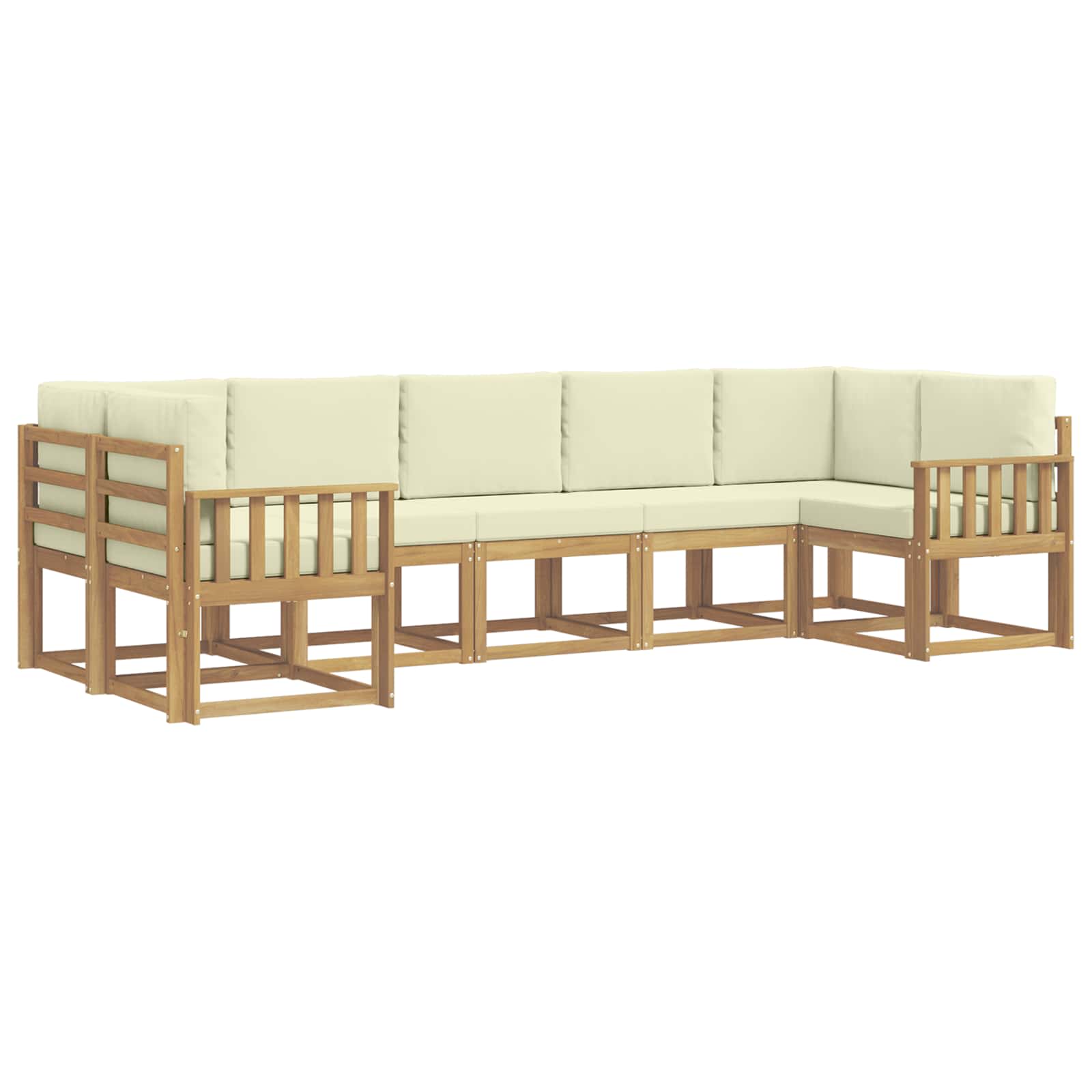 Zunanja garnitura za sedenje z blazino 7 pcs Bela in krem - slika 2