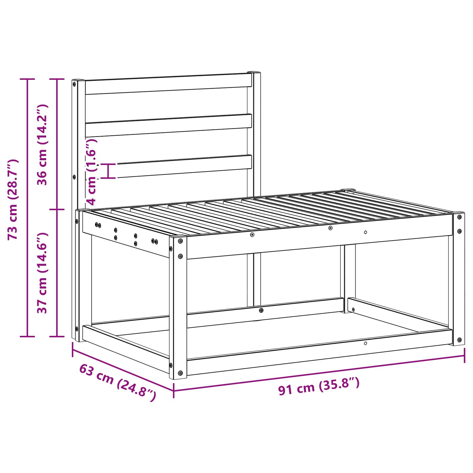 Outdoor-Sofagarnitur 2 Stk. Weiß Massivholz Akazie – Ansicht 8