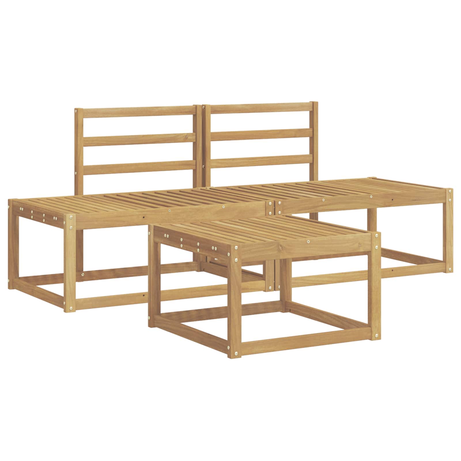 Buiten bankenset 3 pcs Wit Massief Acaciahout image 2