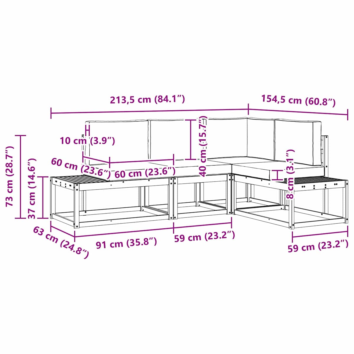 Udendørs sofagruppe 3 Stk Polyester - Billede 11