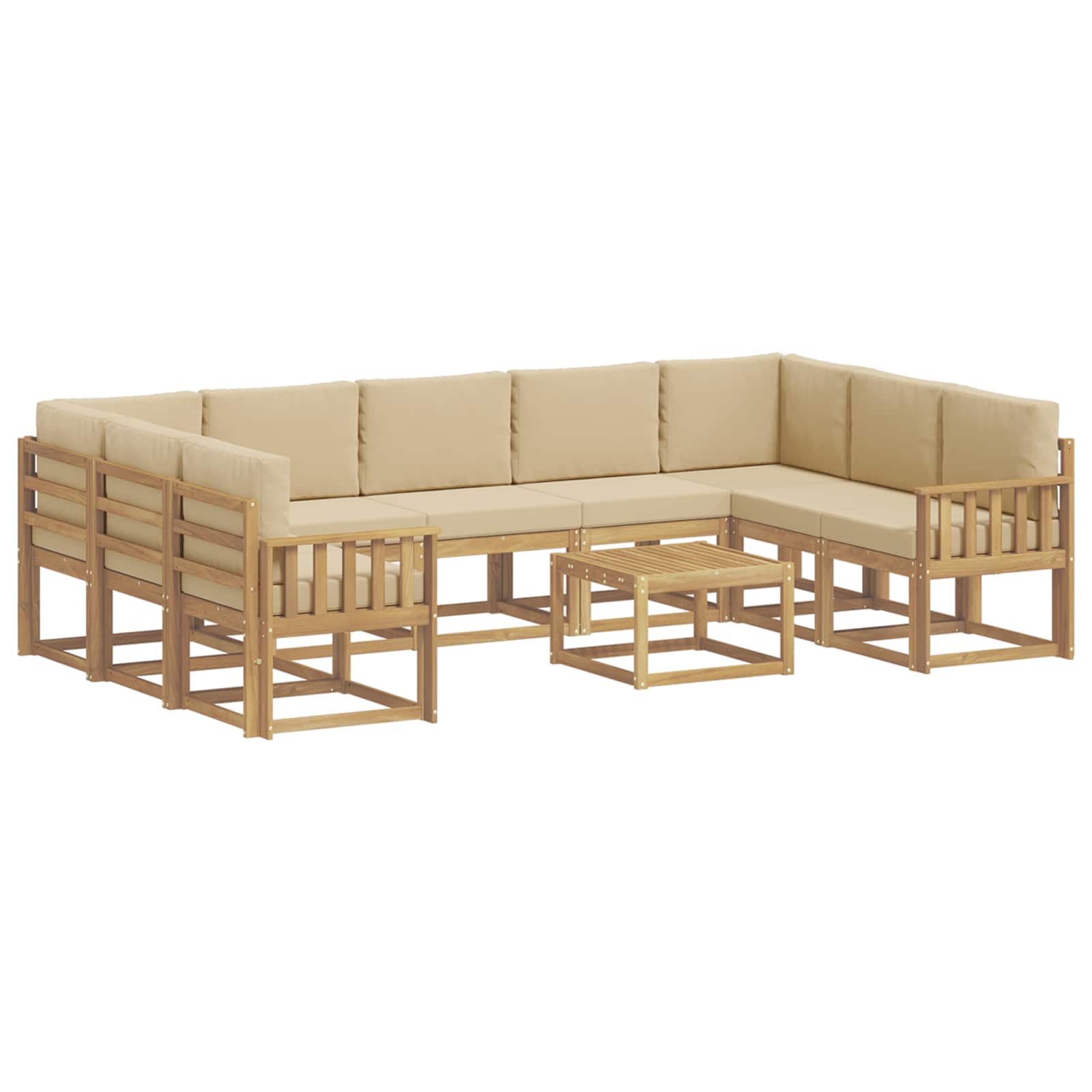 vidaXL Buiten bankenset 10 st 9-zits Wit en Beige Polyester, foto 3