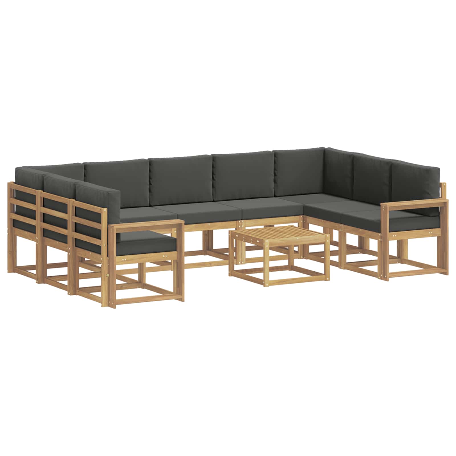 vidaXL Buiten bankenset 10 st 9-zits Wit en antracietkleurig Polyester, foto 3