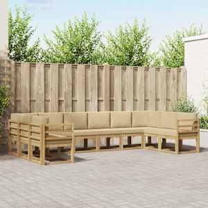Venkovní pohovková souprava s polštářem 10 pcs Bílá a béžová - obrázek 1
