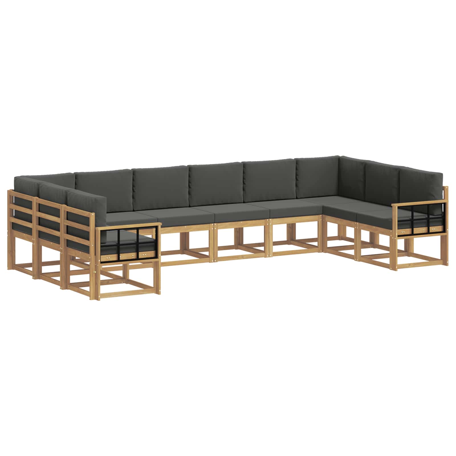 Zunanja garnitura za sedenje z blazino 10 pcs Bela in antracit - slika 2