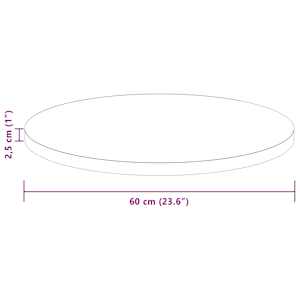 Deska stolu Tmavě hnědá Ø 60 x 2,5 cm Masivní dubové dřevo - obrázek 8