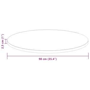 Deska stolu Tmavě hnědá Ø 90 x 2,5 cm Masivní dubové dřevo - obrázek 8