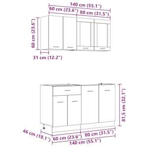Kuchyňská jednotka Lyon 4 pcs Kouřový dub Kompozitní dřevo - obrázek 9