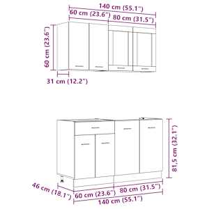 Kuchyňská jednotka Lyon 4 pcs Šedý Sonoma Kompozitní dřevo - obrázek 9